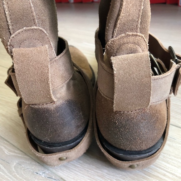 Vintage Matisse Nubuck Suede Zip Up Tall Belted Western Fashion Boots Sz 8.5B - Picture 3 of 12